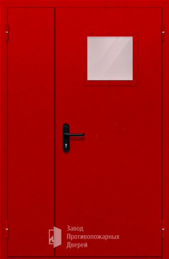 Фото двери «Полуторная со стеклопакетом (красная)» в Щёлково