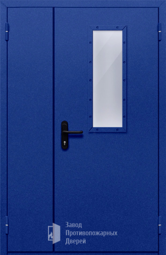 Фото двери «Полуторная со стеклом (синяя)» в Щёлково