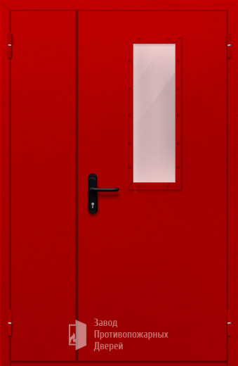 Фото двери «Полуторная со стеклом (красная)» в Щёлково
