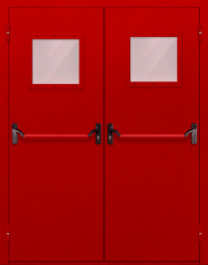 Фото двери «Двупольная со стеклопакетом и антипаникой (красная)» в Щёлково