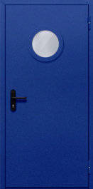 Фото двери «Однопольная с круглым стеклом (синяя)» в Щёлково
