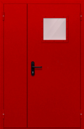 Фото двери «Полуторная со стеклопакетом (красная)» в Щёлково