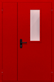 Фото двери «Полуторная со стеклом (красная)» в Щёлково