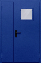 Фото двери «Полуторная со стеклопакетом (синяя)» в Щёлково